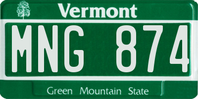 VT license plate MNG874