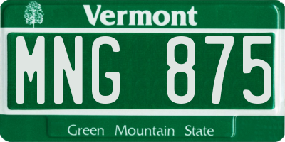 VT license plate MNG875