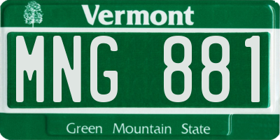 VT license plate MNG881