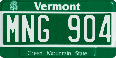 VT license plate MNG904