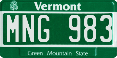 VT license plate MNG983