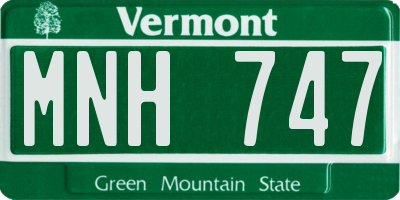 VT license plate MNH747