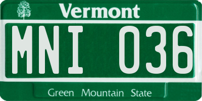 VT license plate MNI036