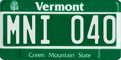 VT license plate MNI040
