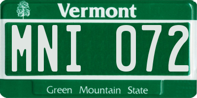 VT license plate MNI072