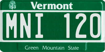 VT license plate MNI120