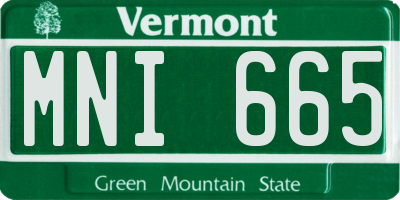 VT license plate MNI665