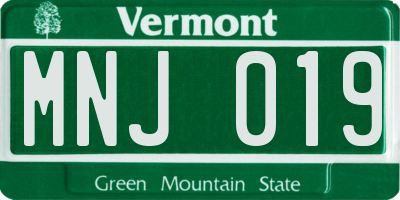 VT license plate MNJ019