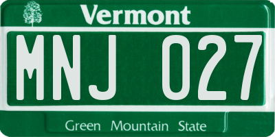 VT license plate MNJ027