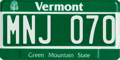 VT license plate MNJ070