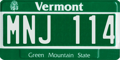 VT license plate MNJ114