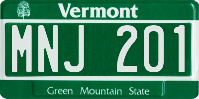 VT license plate MNJ201