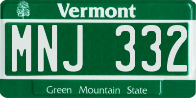 VT license plate MNJ332