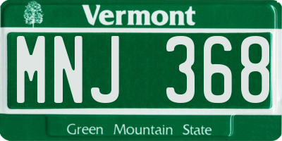 VT license plate MNJ368