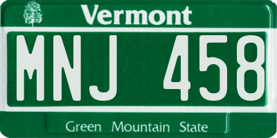 VT license plate MNJ458