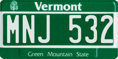 VT license plate MNJ532