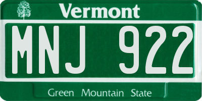 VT license plate MNJ922