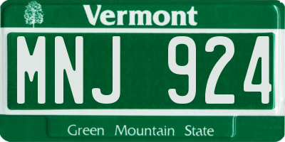 VT license plate MNJ924