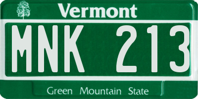 VT license plate MNK213