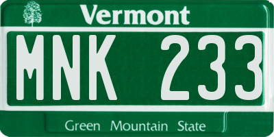 VT license plate MNK233