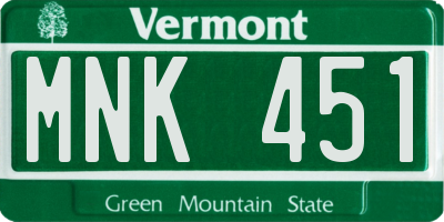 VT license plate MNK451