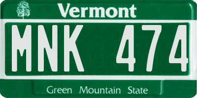 VT license plate MNK474