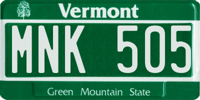 VT license plate MNK505