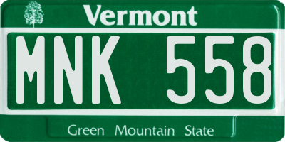 VT license plate MNK558