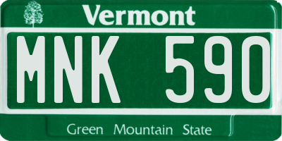 VT license plate MNK590