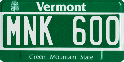VT license plate MNK600
