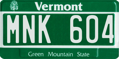 VT license plate MNK604