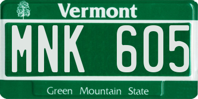 VT license plate MNK605