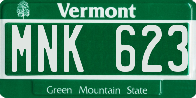 VT license plate MNK623