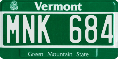 VT license plate MNK684