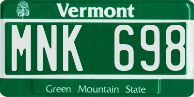 VT license plate MNK698