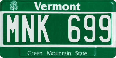 VT license plate MNK699