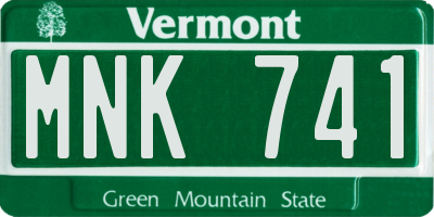 VT license plate MNK741