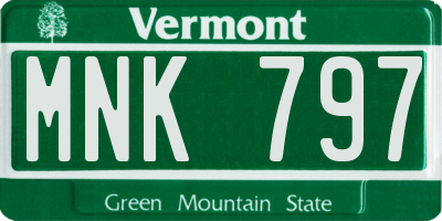 VT license plate MNK797