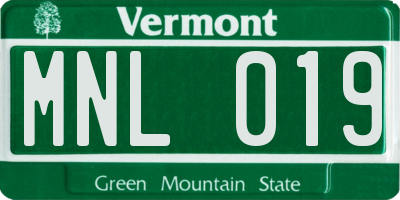 VT license plate MNL019