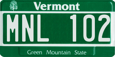 VT license plate MNL102