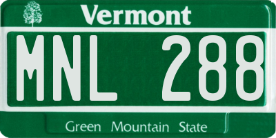 VT license plate MNL288