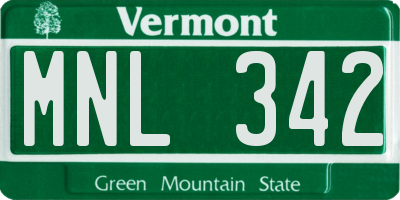 VT license plate MNL342