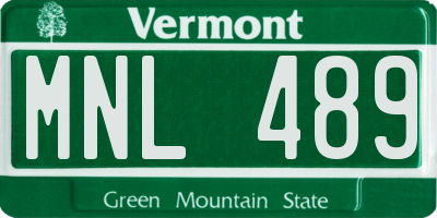 VT license plate MNL489