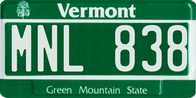 VT license plate MNL838