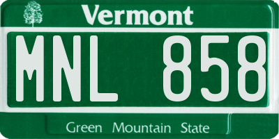 VT license plate MNL858