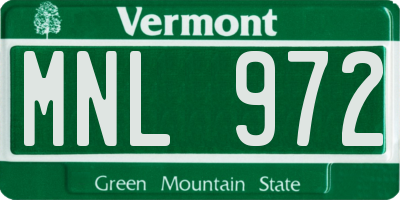 VT license plate MNL972