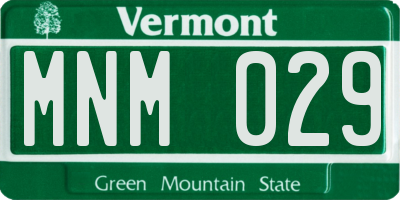 VT license plate MNM029