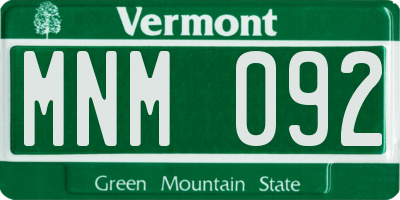 VT license plate MNM092