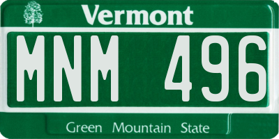 VT license plate MNM496