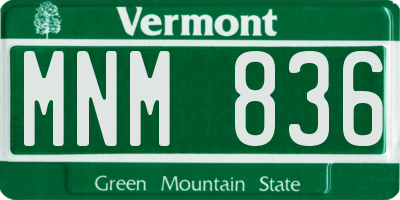 VT license plate MNM836